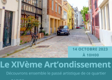 <a href="/le-xiveme-artondissement" class="active">Le XIVème Art&#039;ondissement </a><div class="smartphoto_back_link"><a href="/multimedia">Retour aux albums</a></div><div class="smartphoto_date_album">Album publié le 14/09/2023</div>