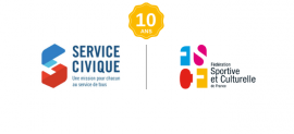 Logo 10 ans du service civique à la FSCF