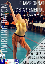 Affiche championnat départemental par équipe et duo twirling FSCF 35